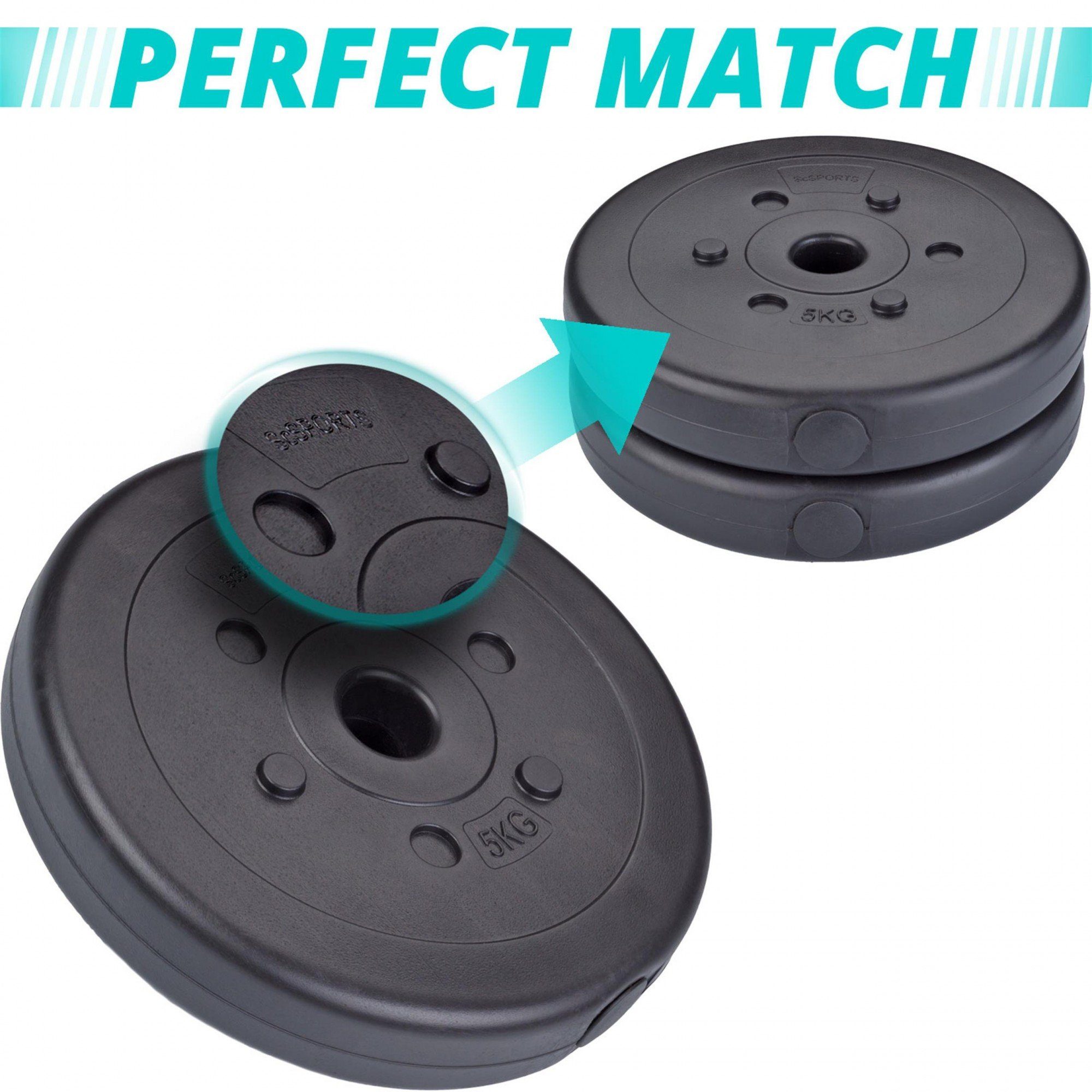 ScSPORTS® Hantelscheiben Set 25 kg Kunststoff 30mm (10002546-tlg) Gewichtsscheiben Gewichte, Ø