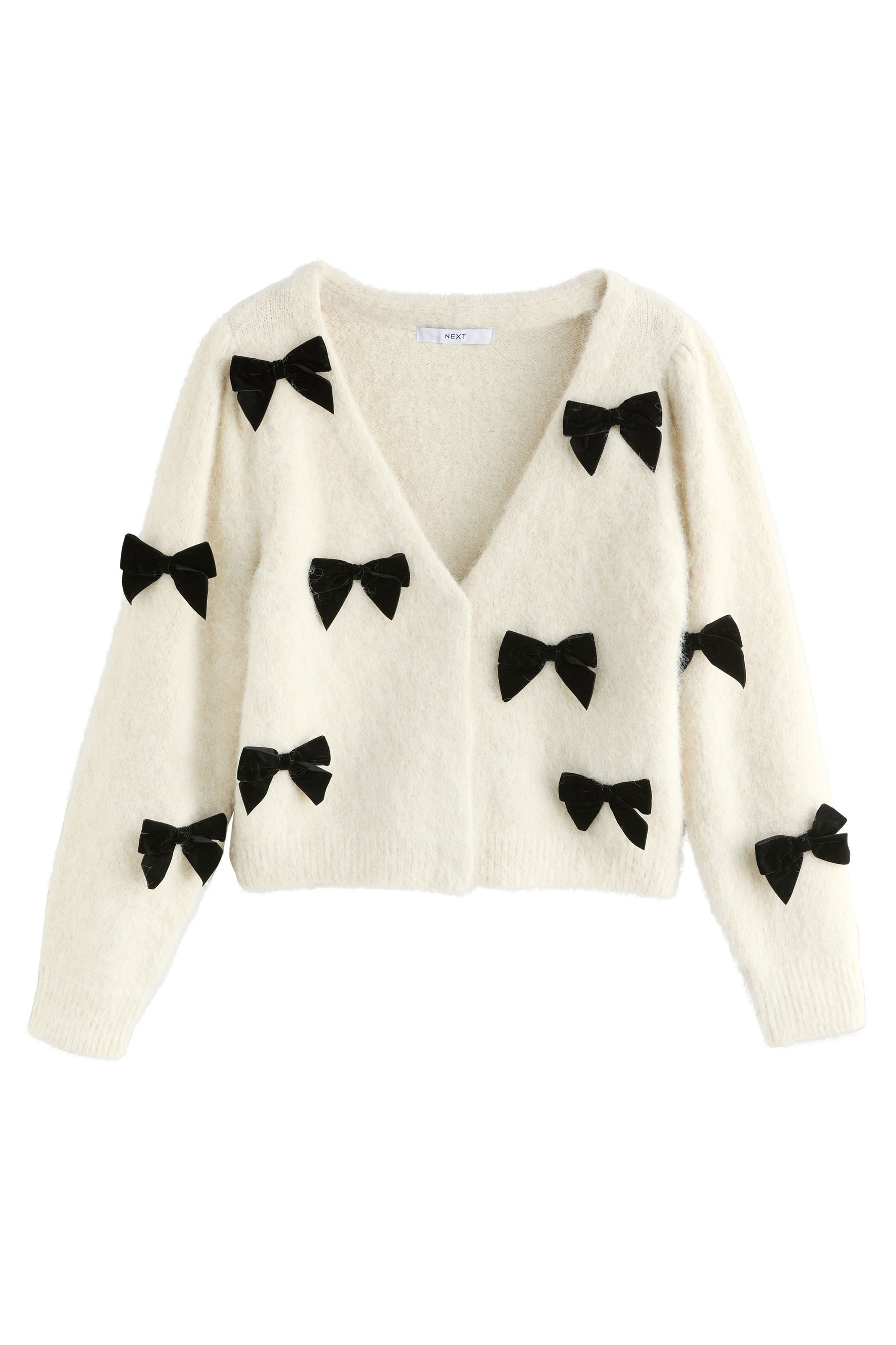 Strickjacke Strickjacke mit Wolle und Samtschleife