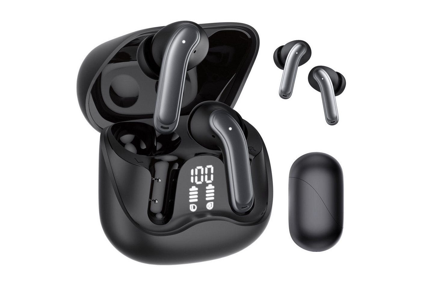 Audiocore AC591 PRO Drahtlose Kopfhörer Hybrid ANC ENC Tuya wireless In-Ear-Kopfhörer (ENC-Technologie für klare Telefonate, 6 integrierte Mikrofone, Echtzeit-Sprachübersetzung per App, Bluetooth 5.4 mit Multipoint-Verbindung, App-Steuerung mit personalis