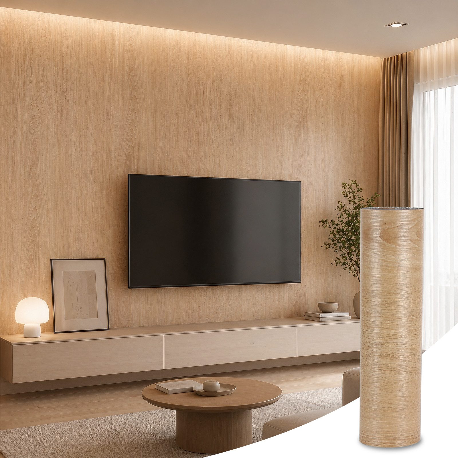 BlingBin Möbelfolie Selbstklebende Möbelfolie in Holzoptik 40×300 cm, (1er Set, 1St.}, 1 x Klebefolie Rolle), Wasserdicht Dekorfolie, zuschneidbare Möbelfolie für DIY-Renovierung