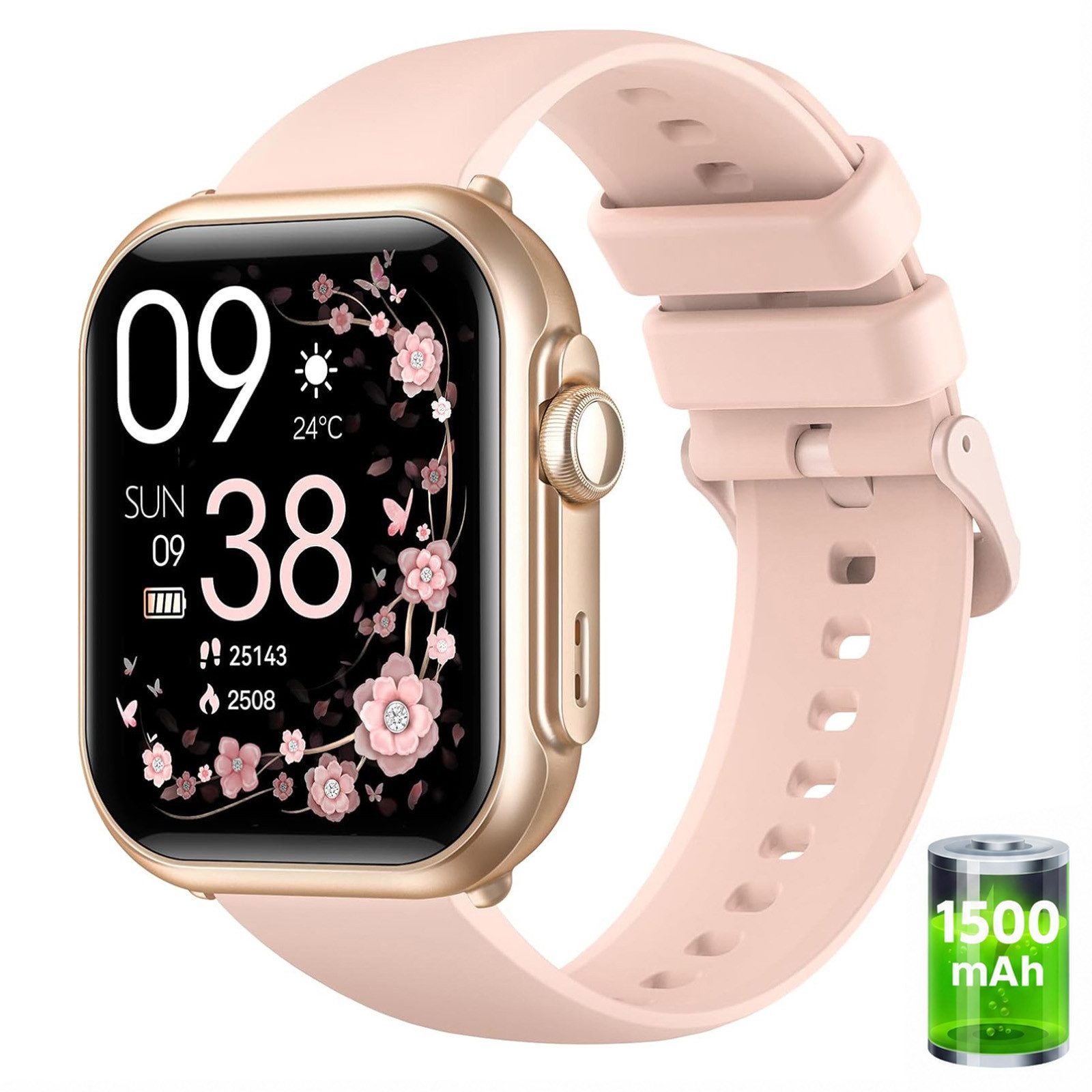 FOSMET 2026 1500mAh Akku Smartwatch Herren Damen 1.83 " AMOLED Display Smartwatch (4.65 cm), Herzfrequenz-/Blutdruck-/SpO2-/Schlafüberwachung für Android und iOS