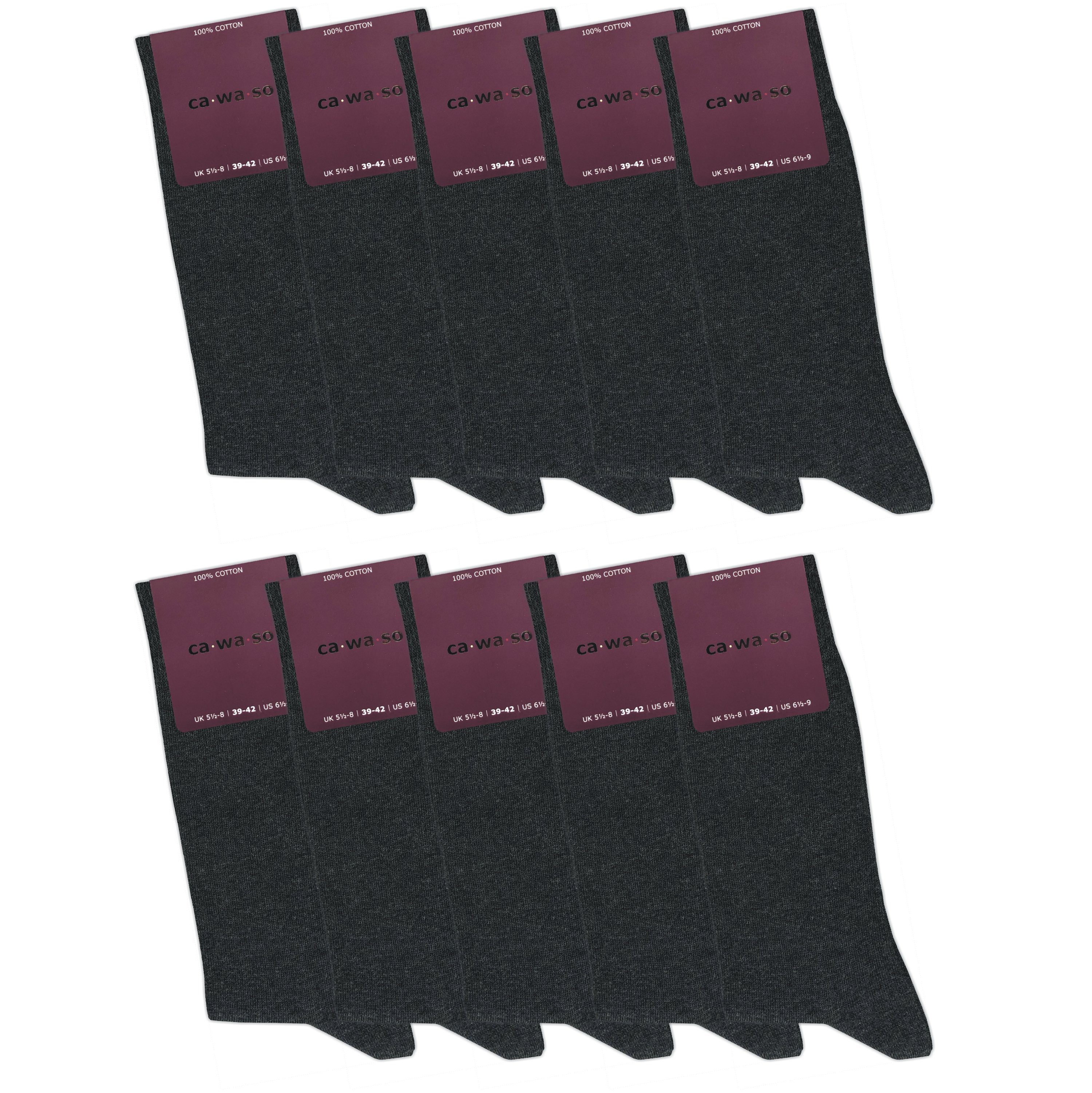 ca·wa·so Sneakersocken für Damen aus 100 % Baumwolle - Reine Baumwollsocken - Weiche Socken (10 Paar) Doppelt verstricktes Garn & gekämmte Baumwolle für lange Haltbarkeit grau