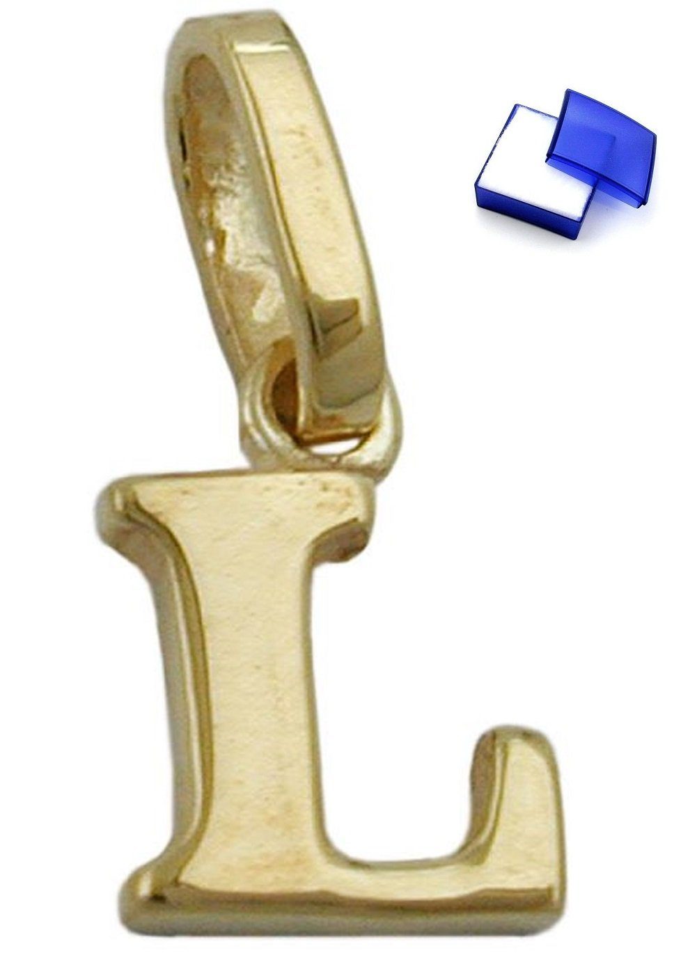 unbespielt Buchstabenanhänger Kettenanhänger Anhänger Buchstabe L aus 375 Gold 9 Karat 7 x 5 mm inklusive kl. Schmuckbox, Goldschmuck für Damen und Herren