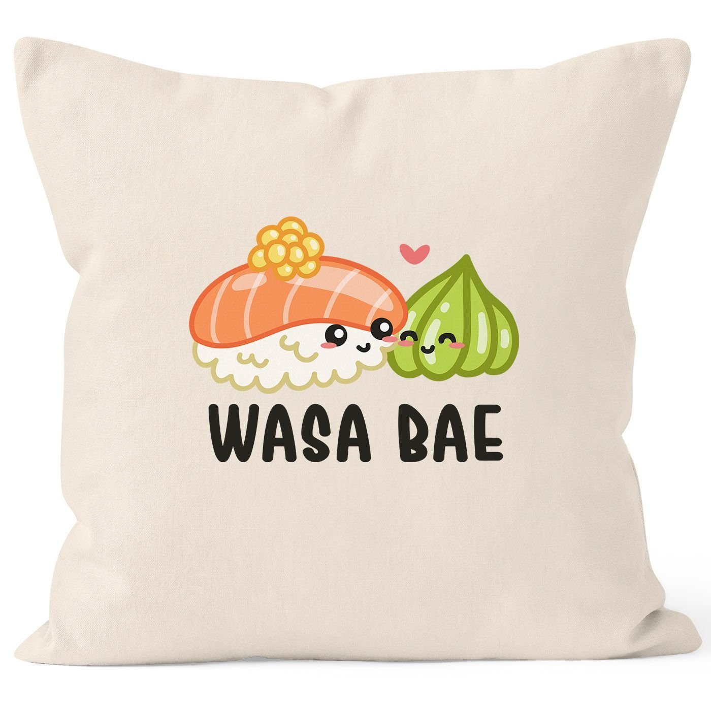 MoonWorks Dekokissen Kissen-Bezug Wasa Bae Wasabi Wasabae Sushi Valentinstag Geschenk Kissen-Hülle Deko-Kissen Baumwolle MoonWorks® natur