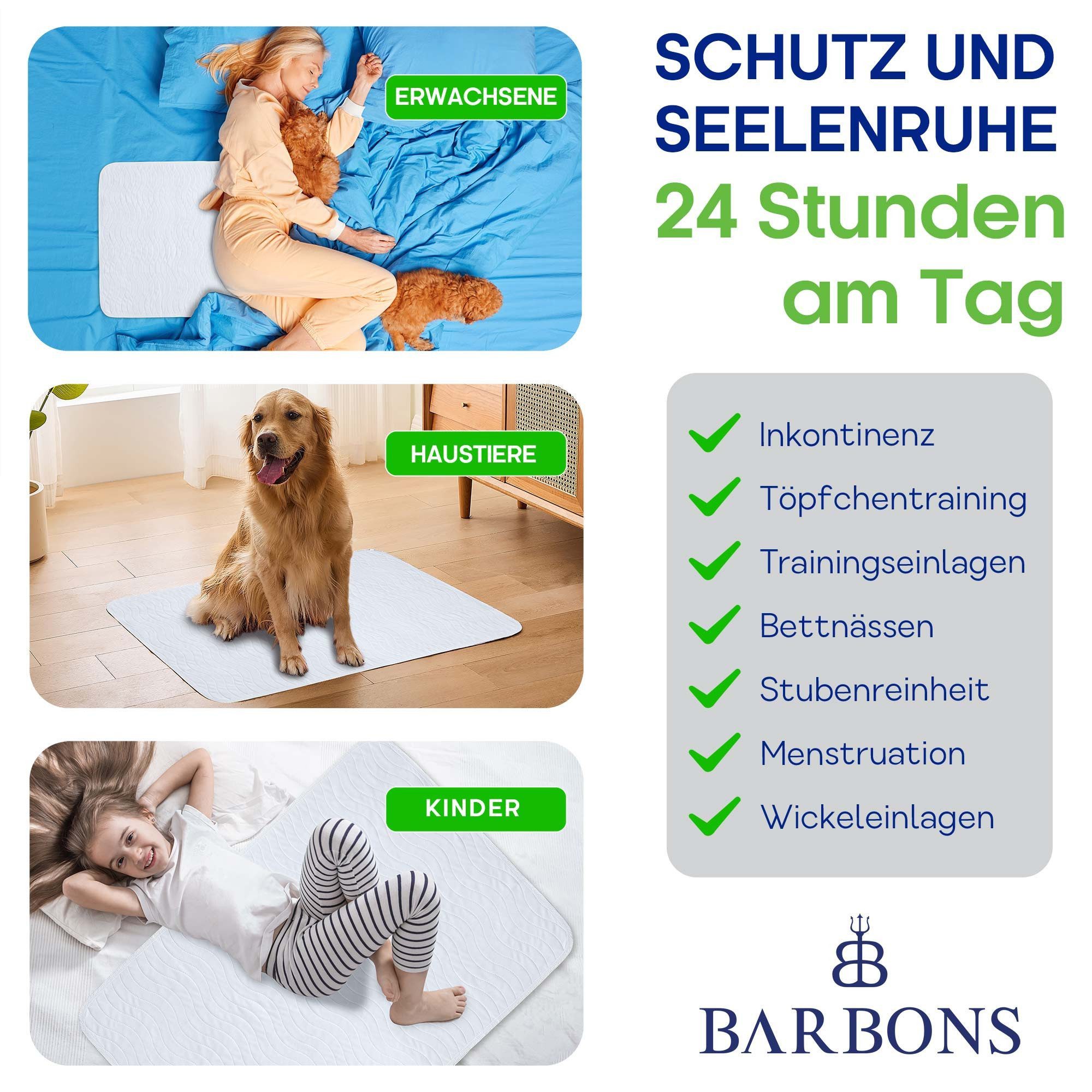 Inkontinenzauflage wasserdichte Matratzenauflage, Inkontinenzunterlage waschbar BARBONS, Tierbedarf, Nässeschutz – Bild 4 von 5