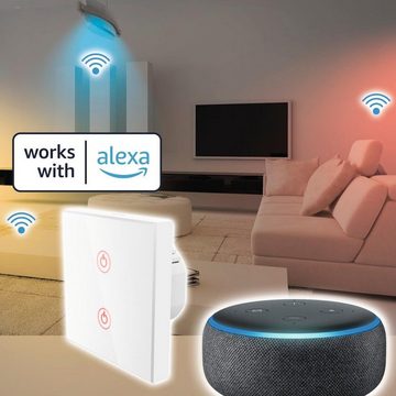 Xavax WiFi unterputz Wandschalter/Lichtschalter mit Alexa-/Google-Steuerung Smarter Lichtschalter