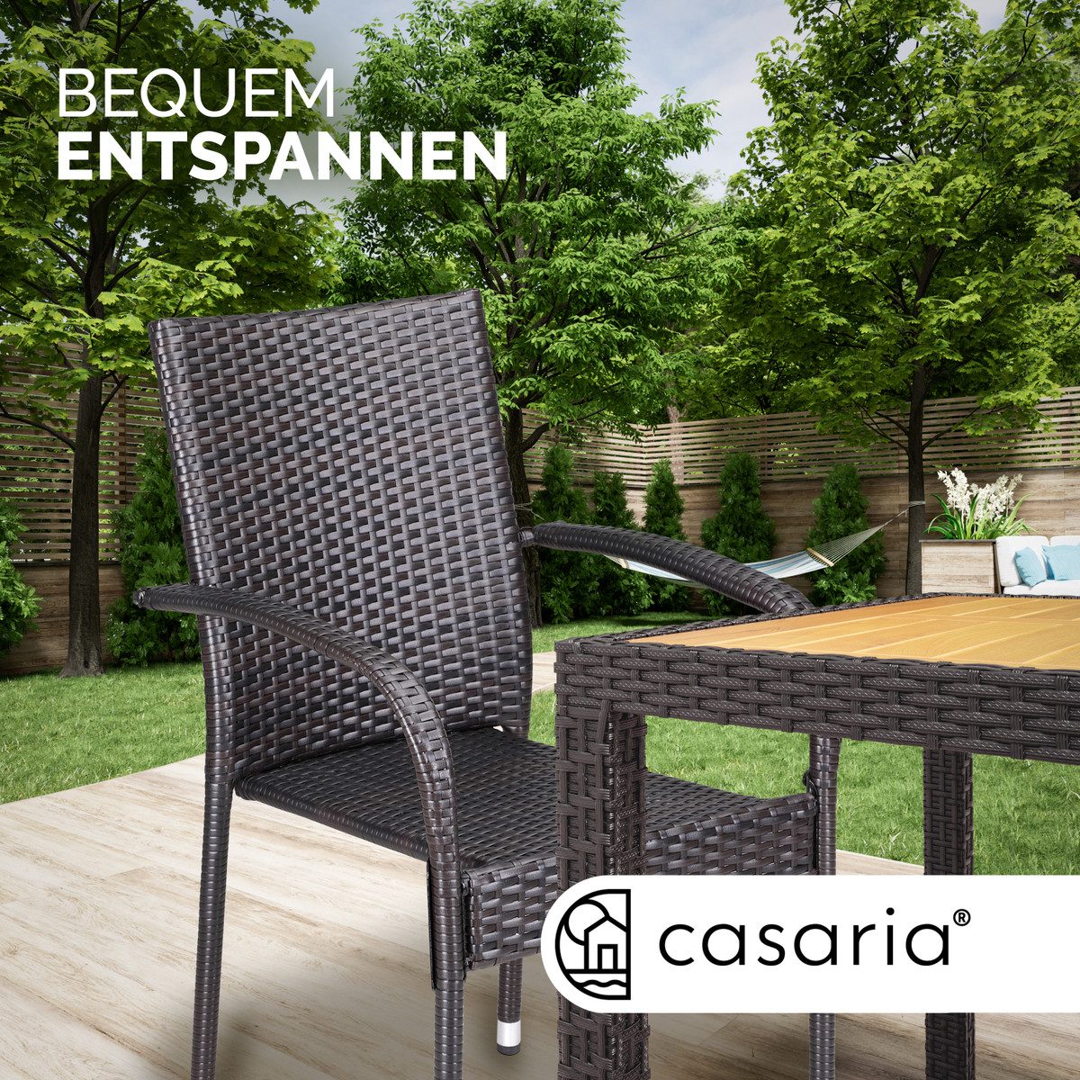 Casaria Gartenstuhl, Stapelbar Wetterfest Polyrattan Outdoor 160kg Garten Terrasse Balkon