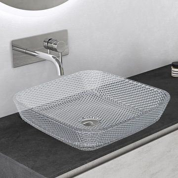 Mai & Mai Aufsatzwaschbecken Glaswaschbecken Waschplatz Handwaschbecken Minerva03, Tiefe des Beckens: 110 mm, Produktmaße: 400*400 mm