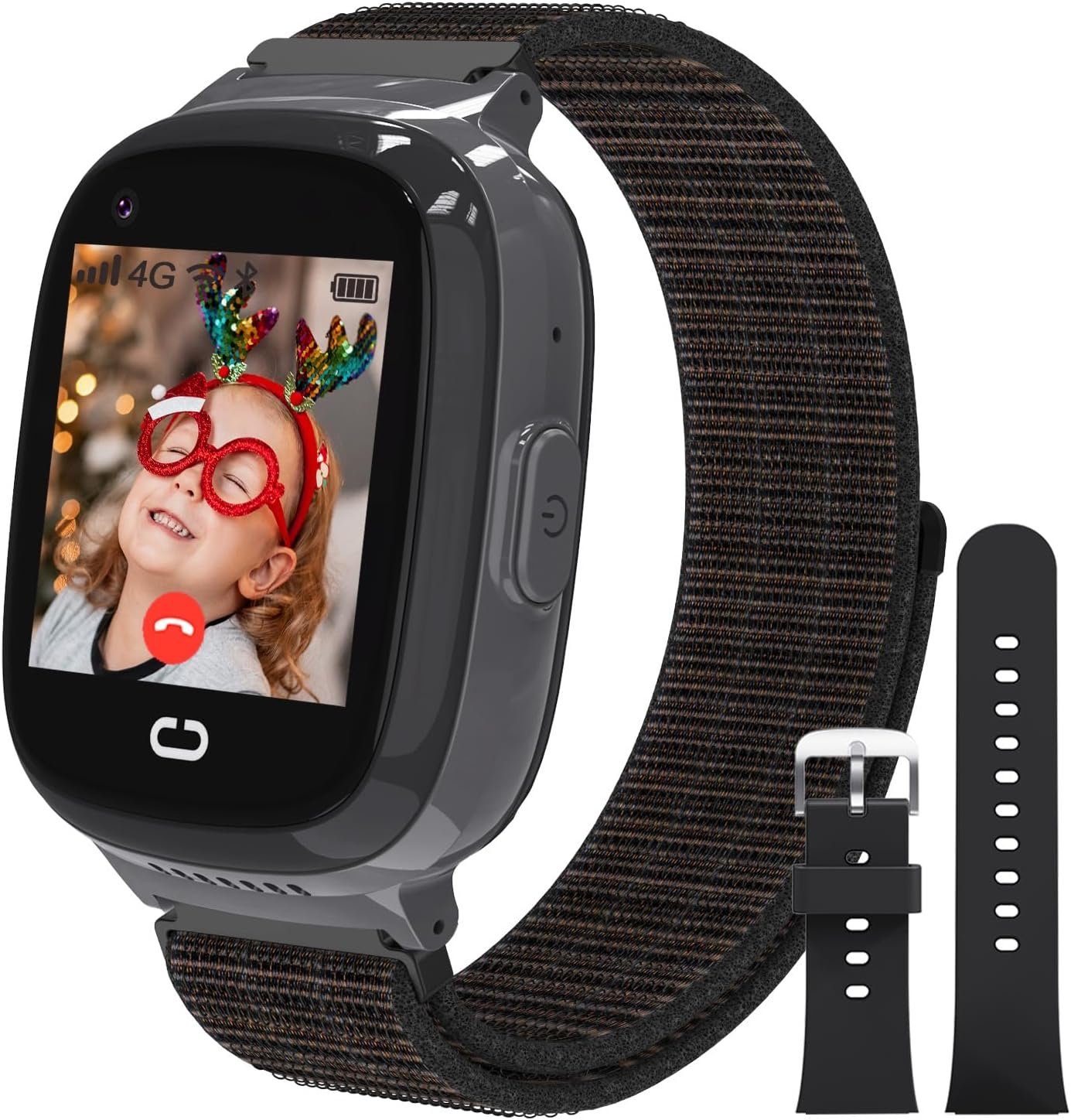 PTHTECHUS Smartwatch (1,44 Zoll, Android iOS), Telefon 4G Videoanruf Uhr WiFi Anrufe Schulmodus SOS-Funktion Wecker