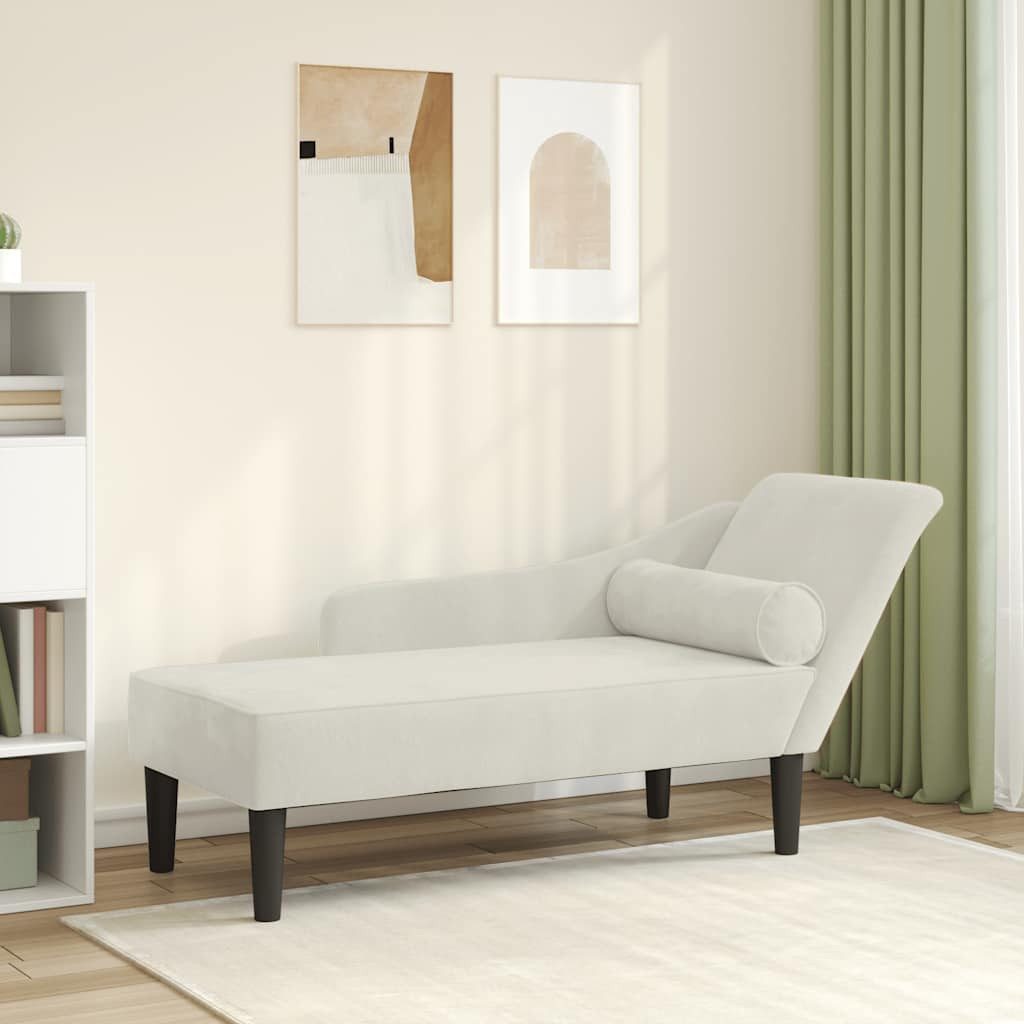 vidaXL Chaiselongue, Chaiselongue mit Kissen Creme Samt