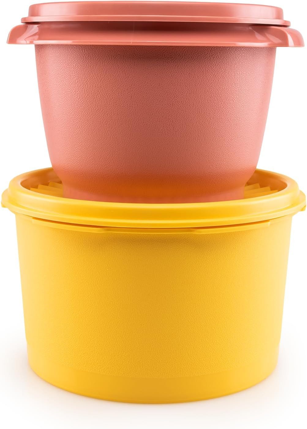 TUPPERWARE Vorratsdose Tupperware Sonnenschüssel Set 1x 600 ml Altrosa +1x 910 ml Gelb, Bonboniere
