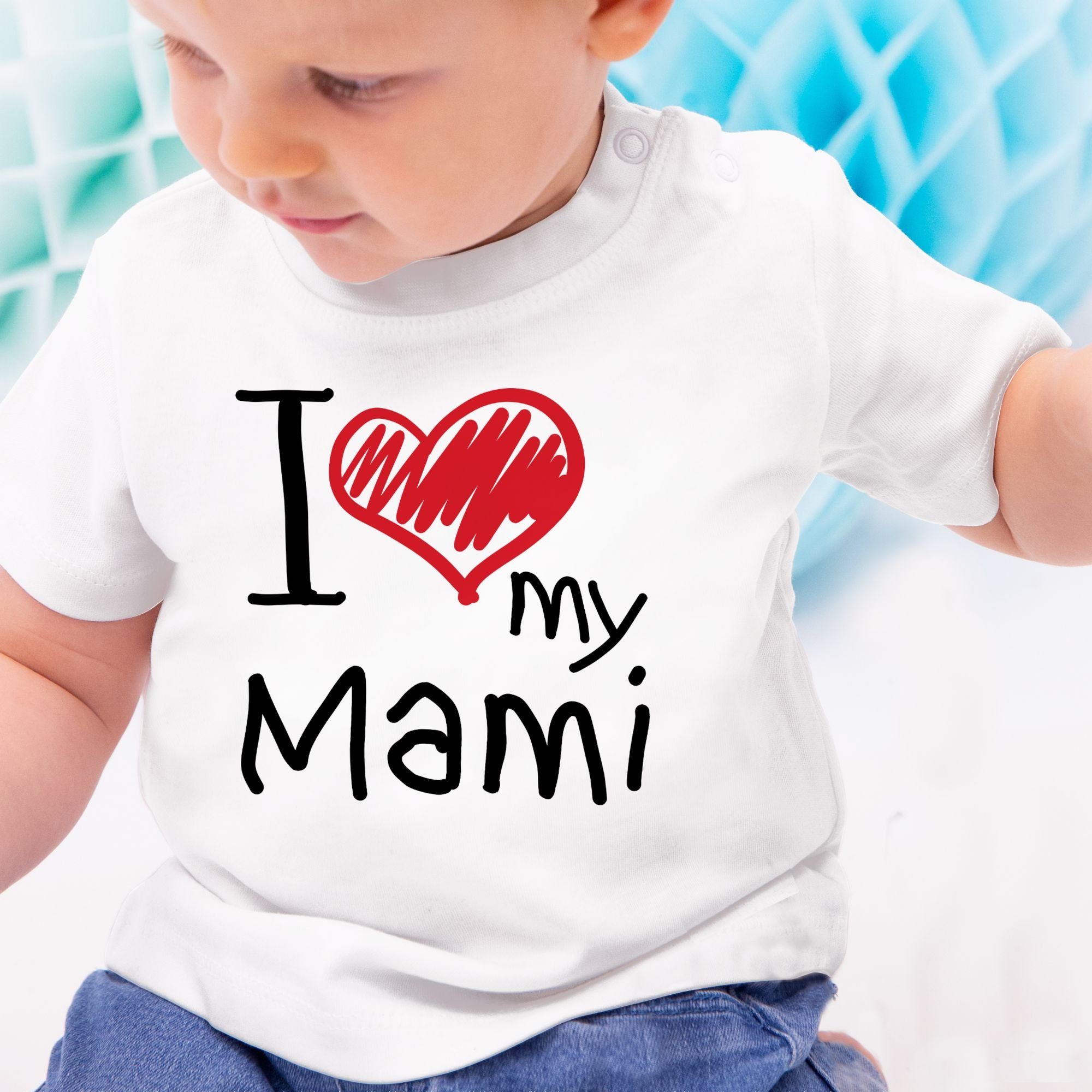 I Muttertagsgeschenk T-Shirt Shirtracer Mami 1 Weiß love my