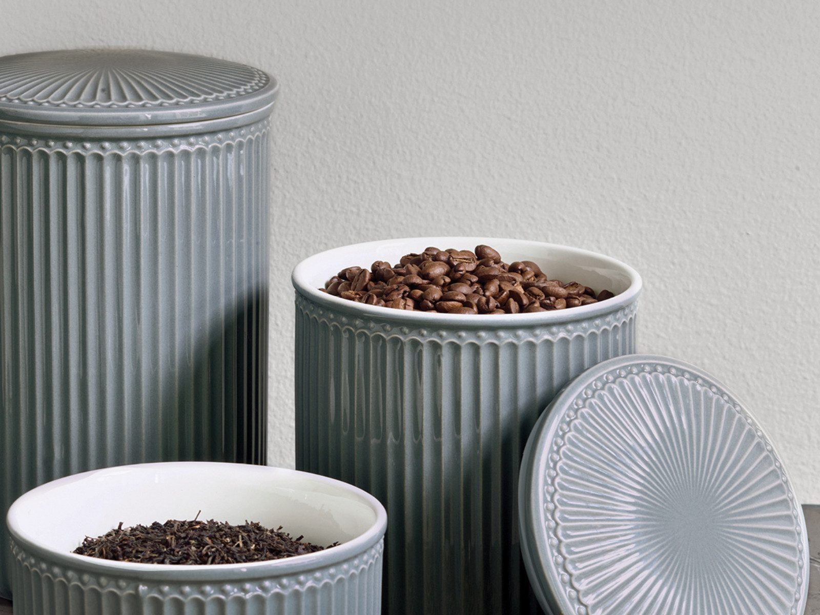 Greengate Kaffeeservice Alice Latte Cup stone grey 0,3 l Set6, Steinzeug