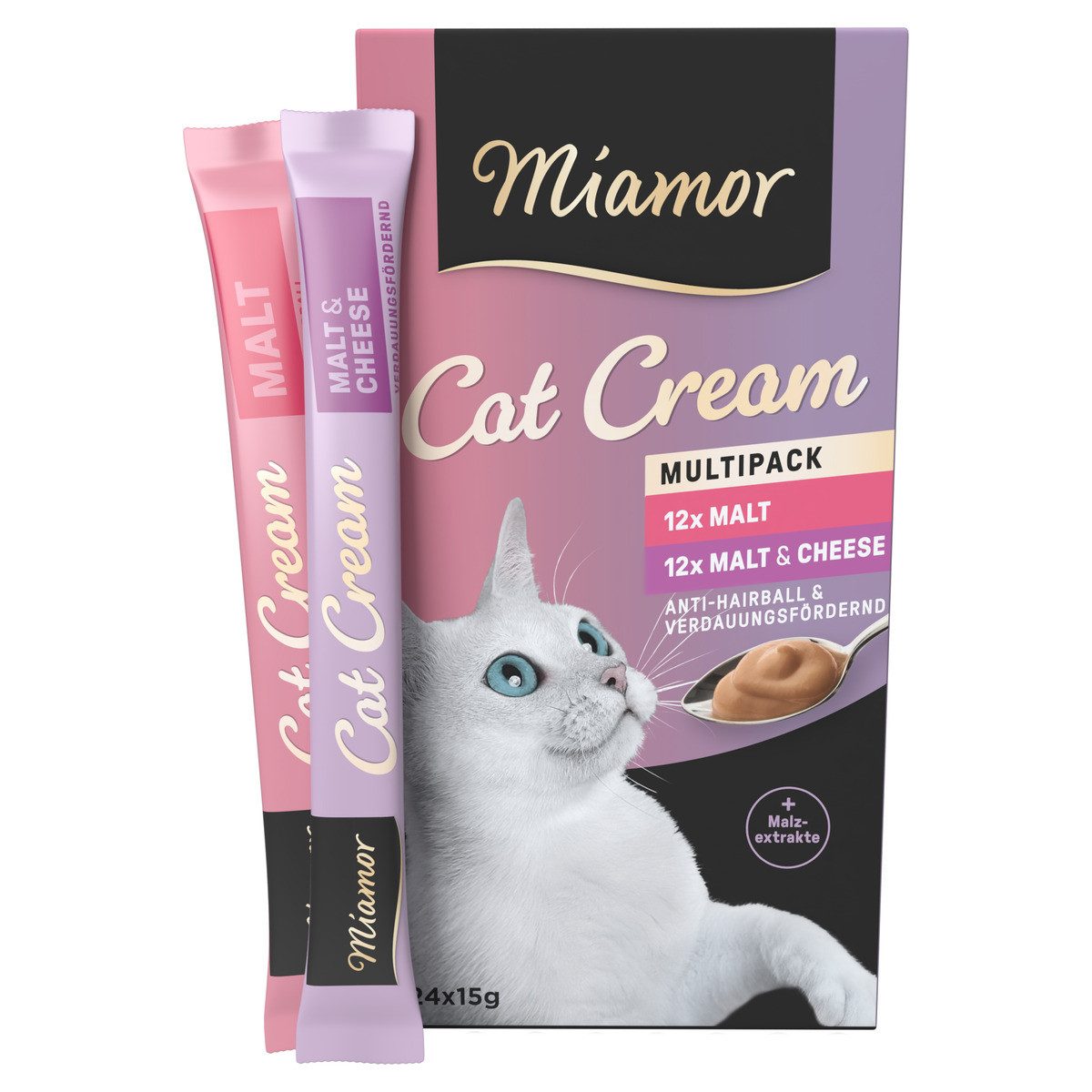 Miamor Cat Cream Malt-Cream Vorteilspack 24 x 15 g - 4 Stück, Nahrungsergänzungsmittel für: Katze