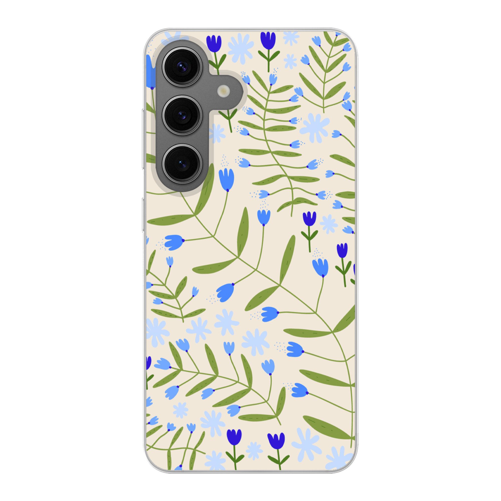 Handyhülle für Samsung Galaxy S24 Blume - Blätter - Blau