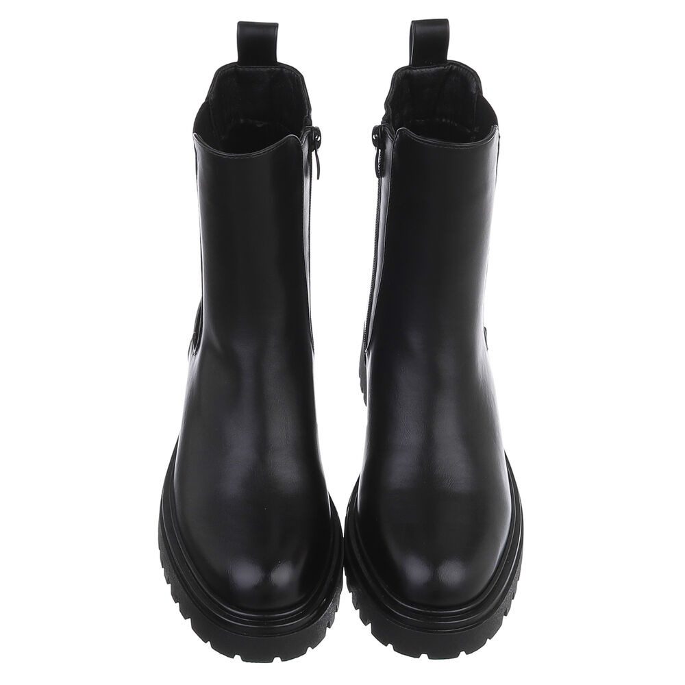 Ital-Design Damen Chelsea Boot Chunky mit Profilsohle Plateaustiefelette (92392489) Blockabsatz Stiefeletten in Schwarz – Bild 4 von 5