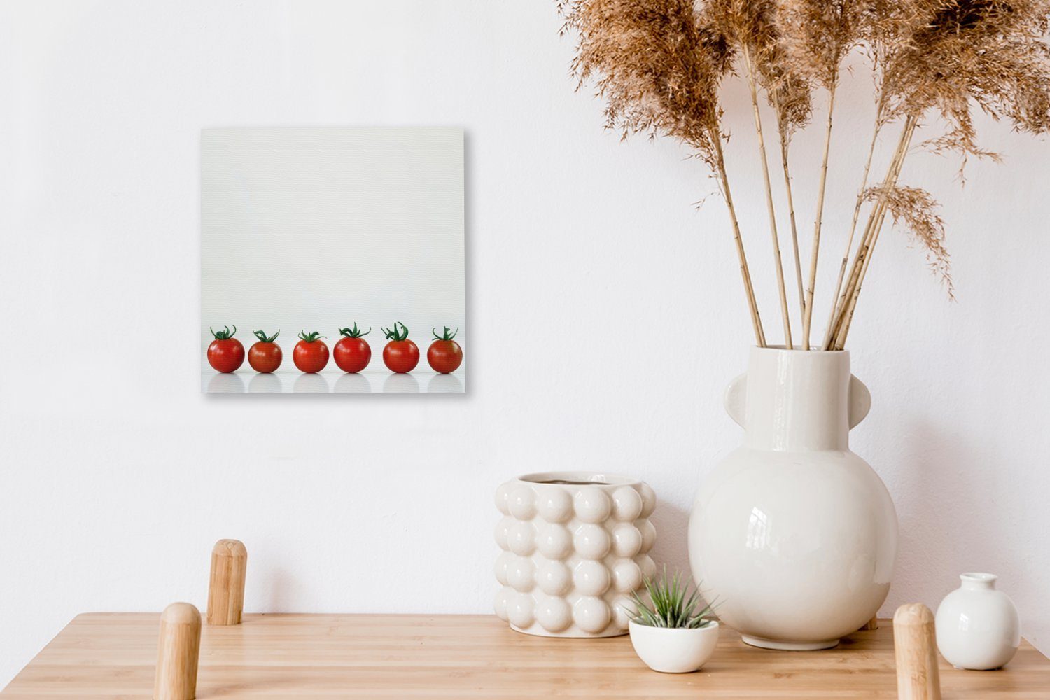 in für Hintergrund, einer Schlafzimmer Tomaten Leinwandbild weißem (1 Kleine Bilder Leinwand Reihe Wohnzimmer OneMillionCanvasses® St), mit