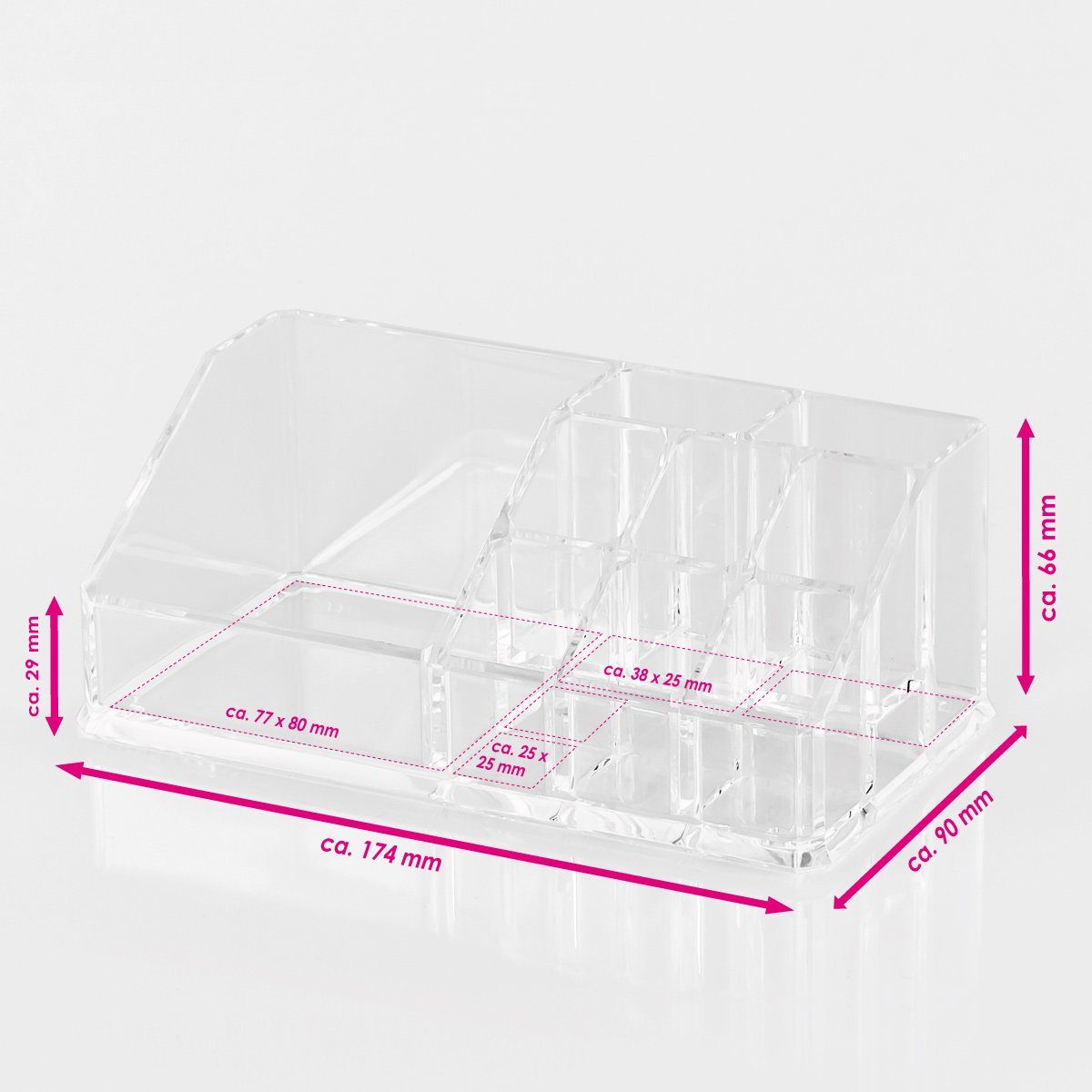 bremermann Make-Up Organizer Kosmetik-Organizer, verschiedenen Formen, 9 Fächer, großes Einzelfach, 1-tlg.