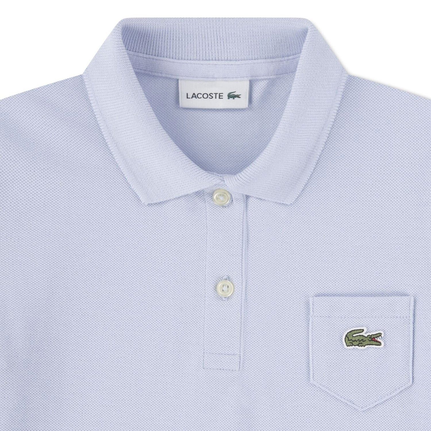 Lacoste Shirtkleid Lacoste Mädchen-Polokleid aus Petit Piqué – Hellblau