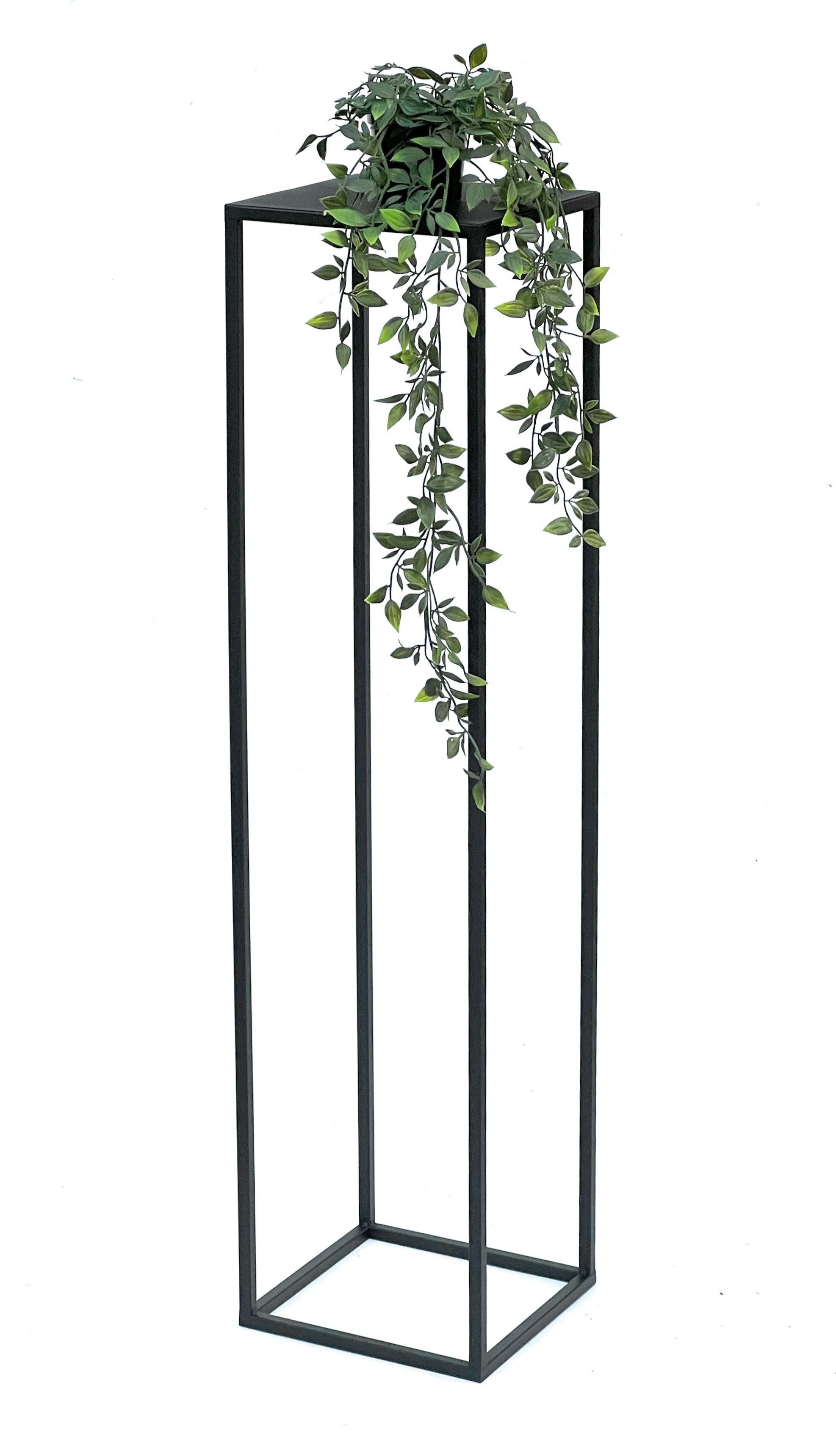 Modern Eckig 100 Blumenständer cm Blumenhocker DanDiBo Beistelltisch Schwarz Metall
