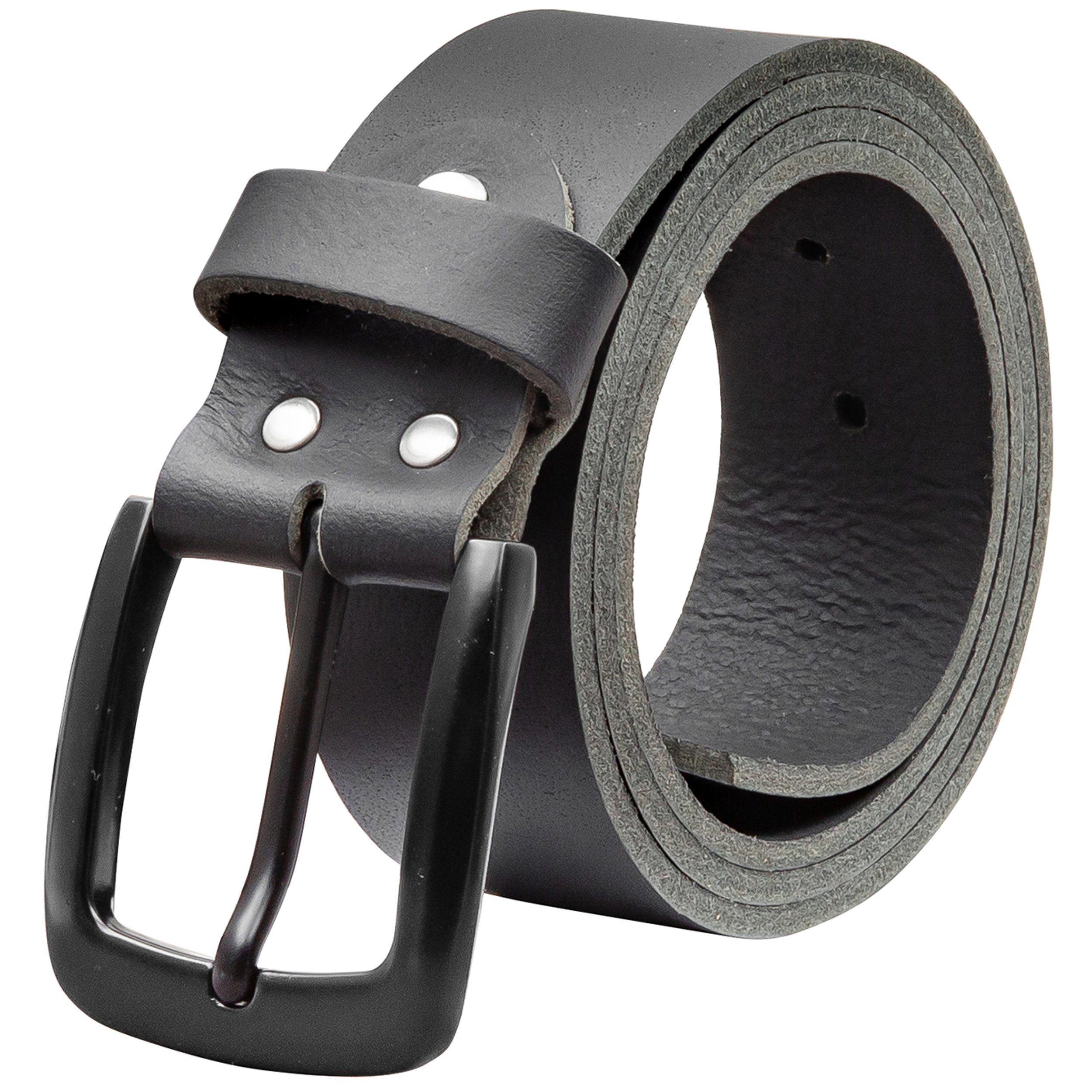 COLOGNEBELT Ledergürtel E23-VL-Schwarz 4 cm breiter Vollledergürtel in Schwarz mit schwarzer Gürtelschnalle - echtes Leder - 85 cm