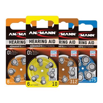 ANSMANN AG Hörgerätebatterien 10 gelb 6 Stück - Typ 10 P10 ZL4 PR70 mit 1,4V Knopfzelle