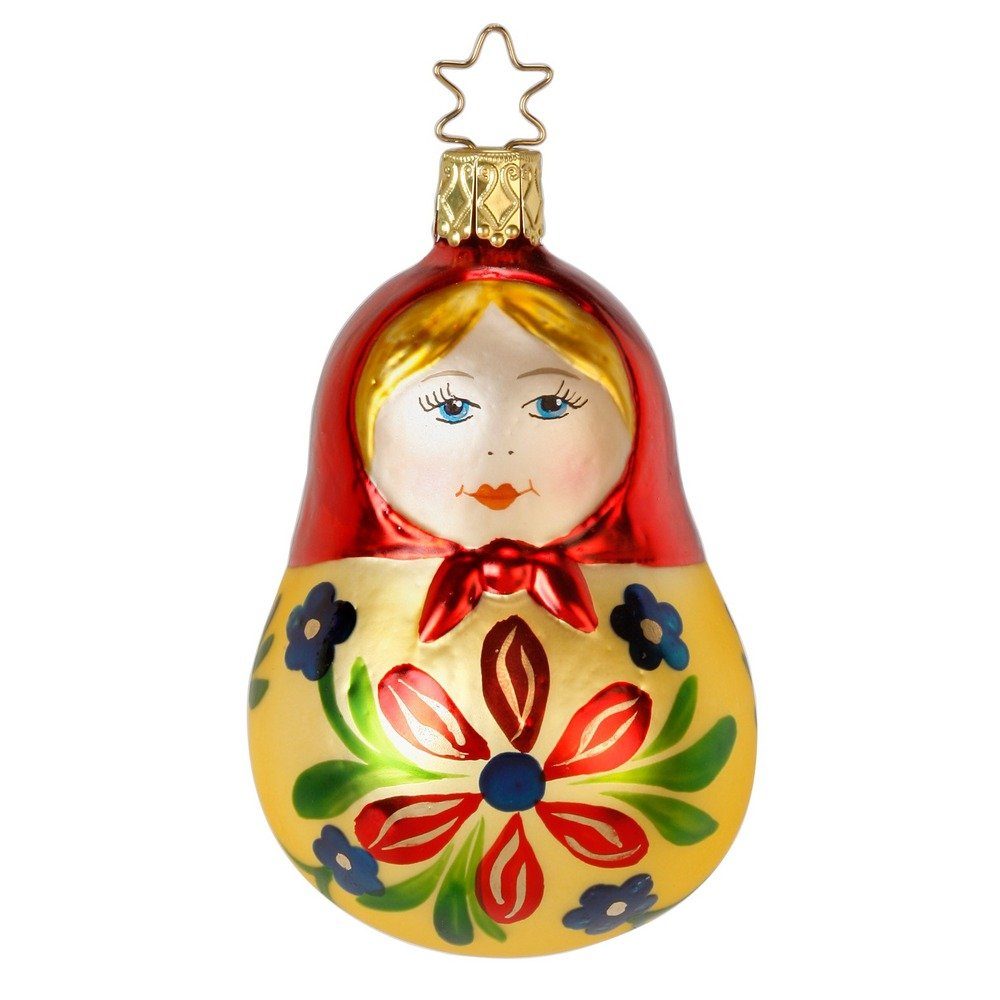INGE-GLAS® Christbaumschmuck, Christbaumschmuck Glas Babuschka Matroschka 9cm Bunt