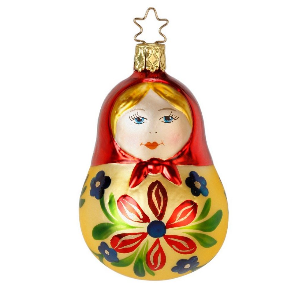 INGE-GLAS® Christbaumschmuck, Christbaumschmuck Glas Babuschka Matroschka 9cm Bunt