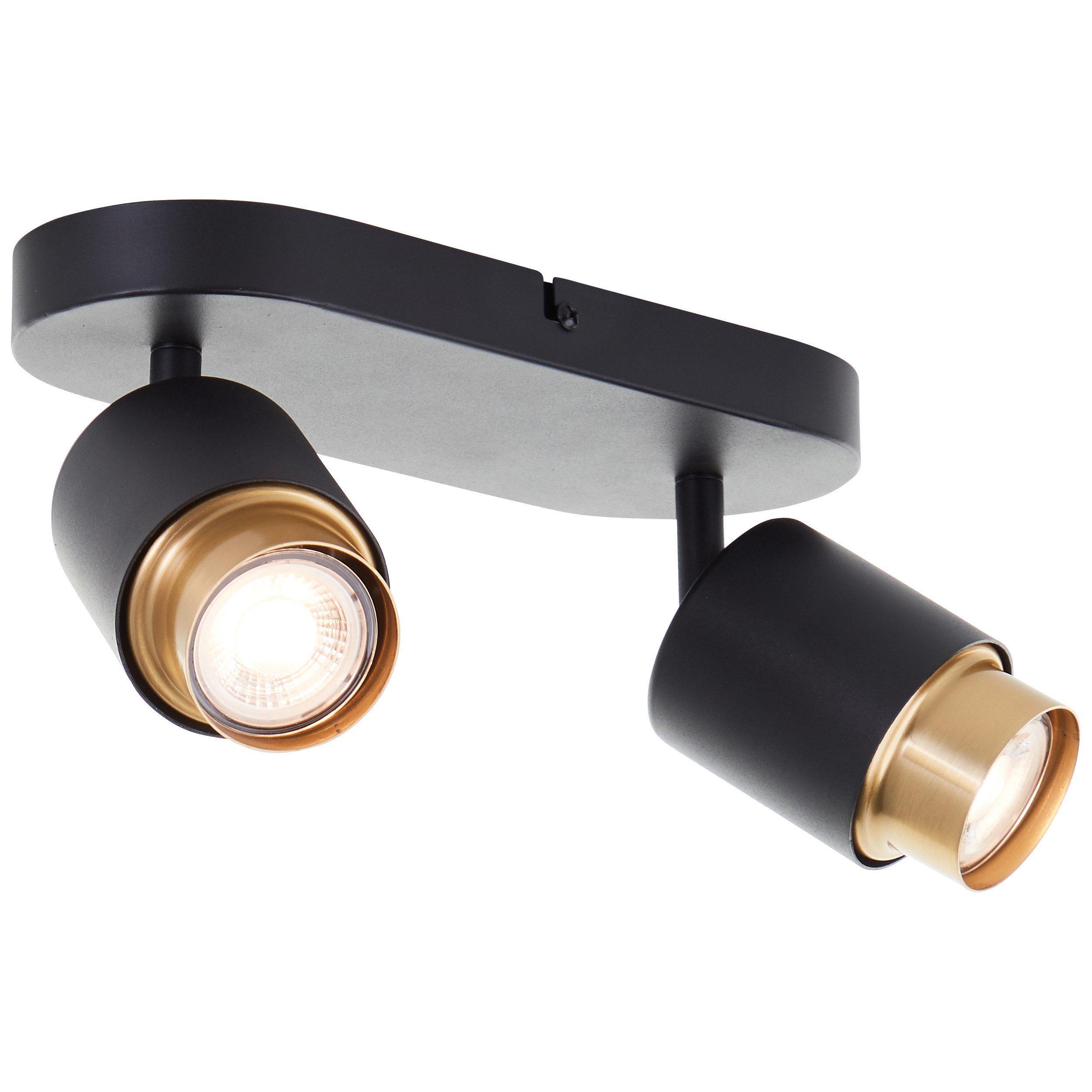 Brilliant Deckenstrahler Covelo, LED wechselbar, Warmweiß, GU10, 3000 K, dimmbar, schwenkbar, schwarz goldfarben