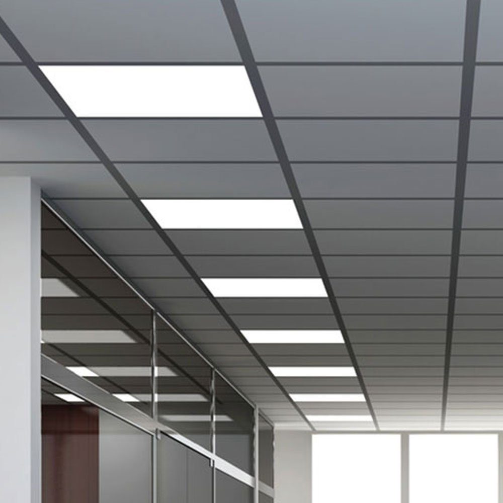 Einbau verbaut, Strahler Arbeitszimmer Panel, 7er Lampen Alu Warmweiß, Decken LED-Leuchtmittel LED fest Raster etc-shop LED Set