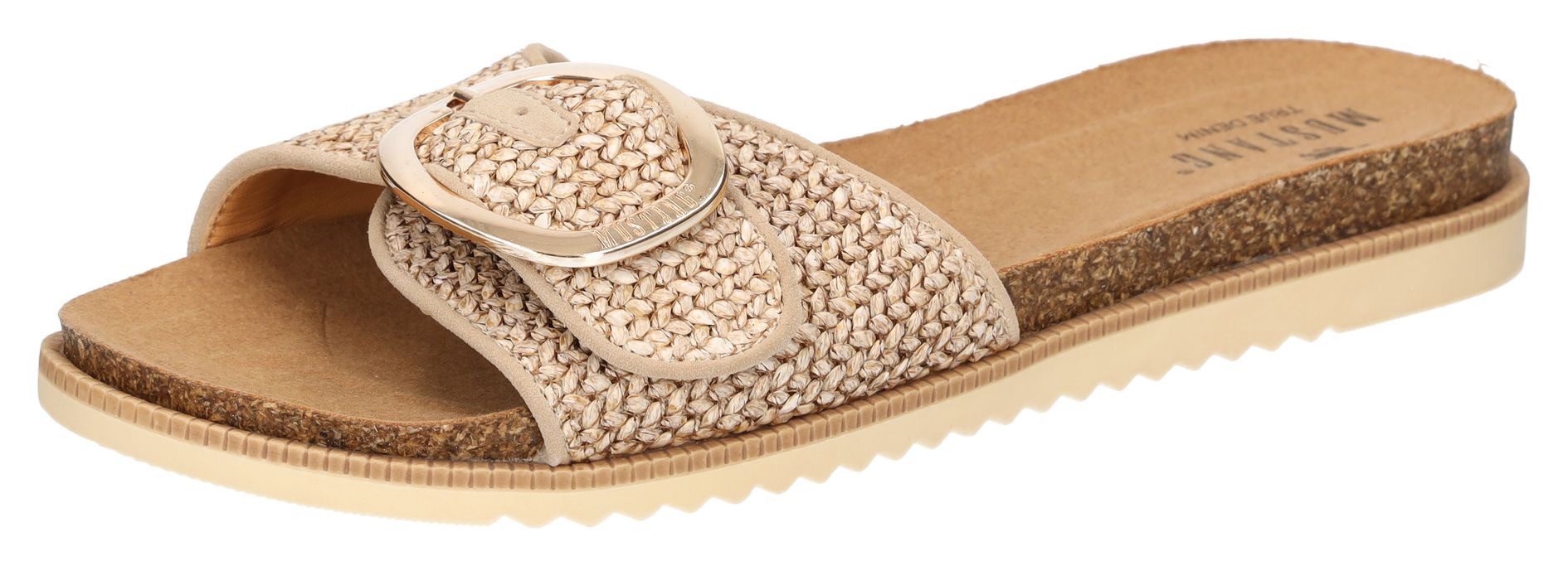 Mustang Shoes Pantolette, Flats, Sommerschuh, Sandale in Flechtoptik günstig online kaufen