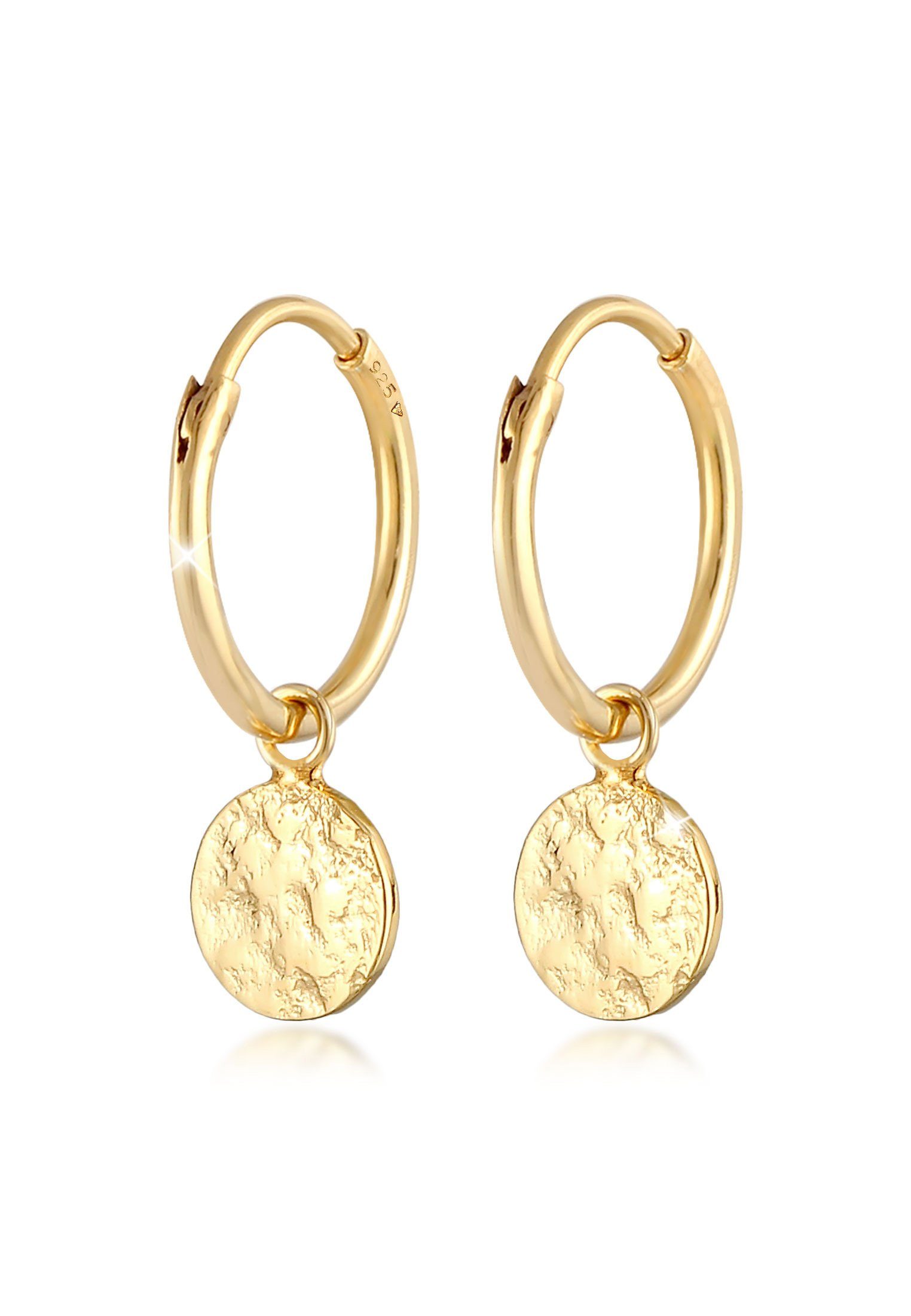 Elli Paar Сережки-кільця Сережки-кільця Plättchen Coin Organic Look 925 Silber