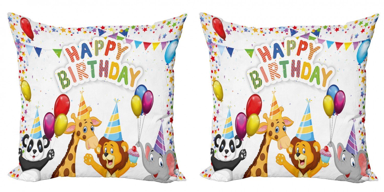 Kissenbezüge Modern Accent Doppelseitiger Digitaldruck, Abakuhaus (2 Stück), Geburtstag Cartoon Animals-Party