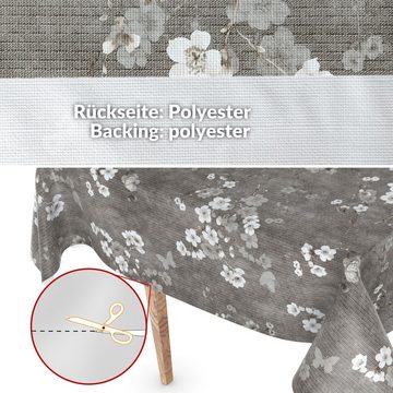 ANRO Tischdecke Tischdecke Wachstuch Premium Blumen Grau Robust Wasserabweisend Breite, Prägung