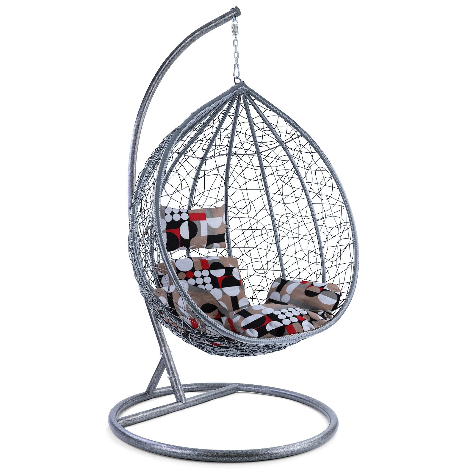 RAMROXX Hängesessel Hängesessel Miami XL Rattan Korb Grau Gestell silber Ki günstig online kaufen