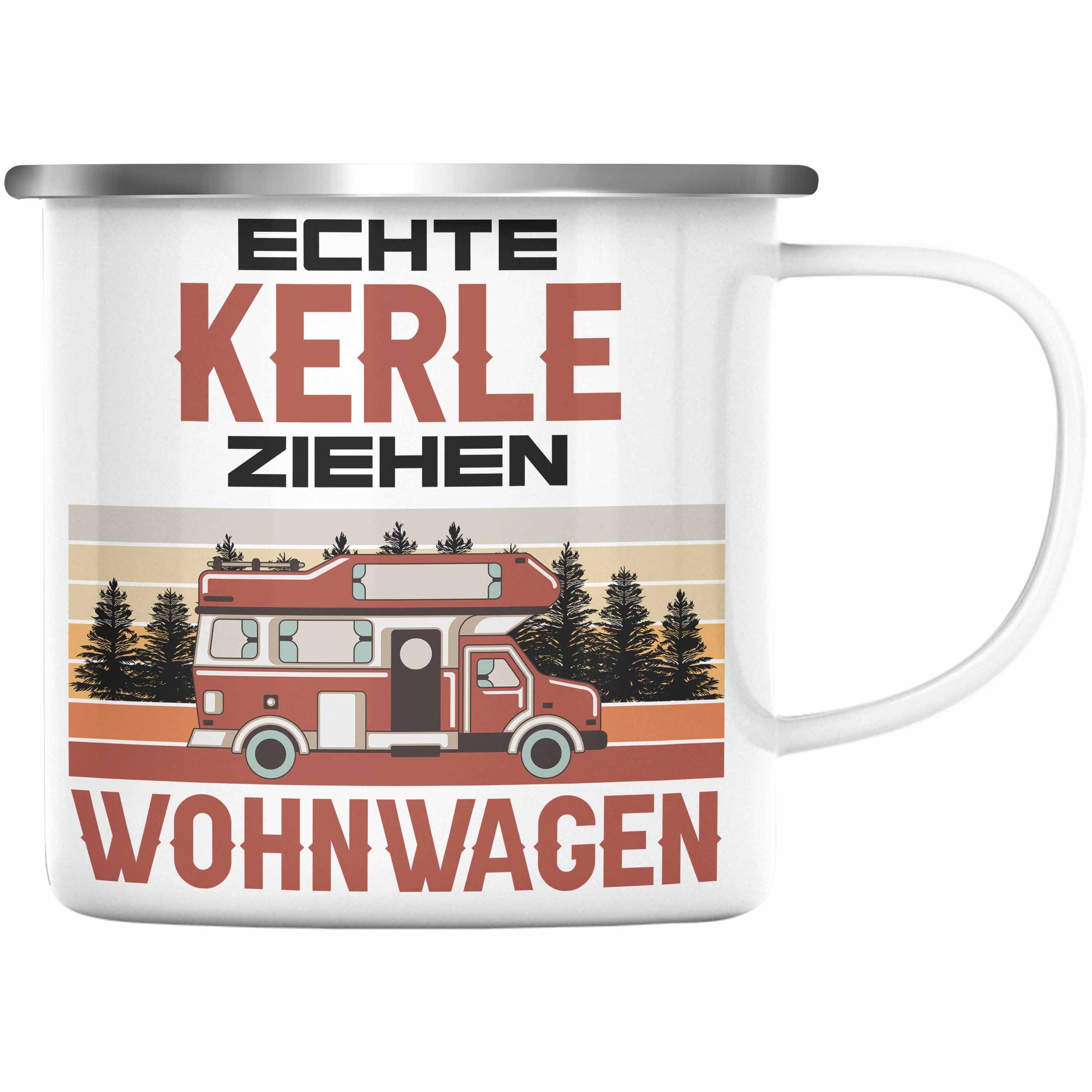 Trendation Thermotasse Trendation - Echte Kerle Ziehen Wohnwagen Camper Emaille Tasse Geschen