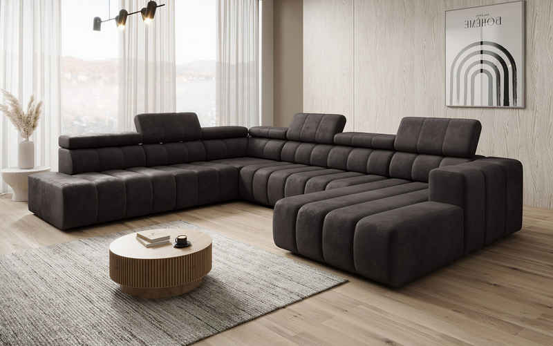 Luxusbetten24 Schlafsofa Designer Sofa Aurora Maxi, mit elektrischer Sitzerweiterung