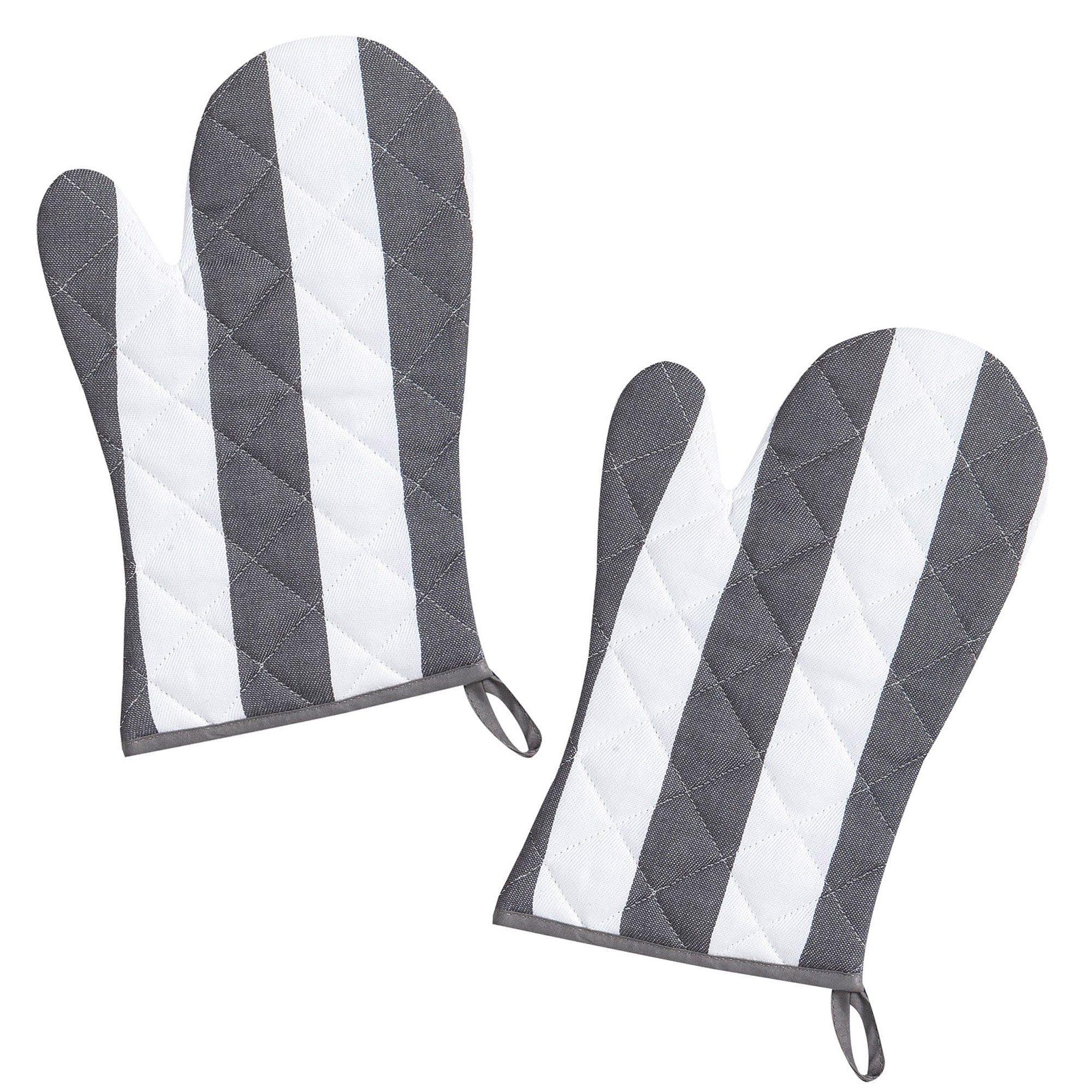 Kracht Topfhandschuhe Blockstreifen, (Set, 2-tlg., Set), 2er Set Ofenhandschuhe, wattiert, ca. 20x30 cm