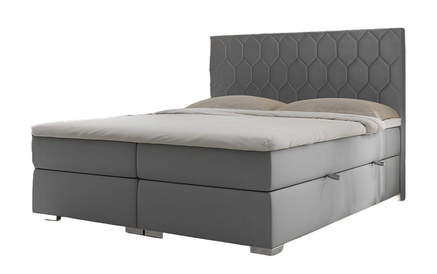Xlmoebel Boxspringbett Luxuriöses Doppelbett mit Bettkasten in edlem Grau (Boxspringbett 4069424842036), Hergestellt in Europa