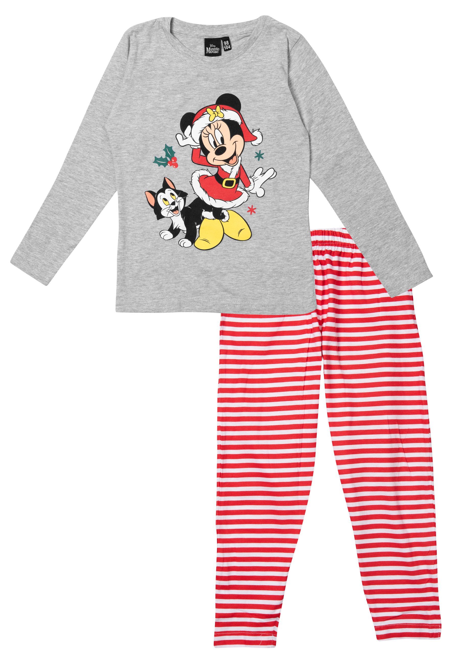 United Labels® Schlafanzug Disney Minnie Mouse XMAS Schlafanzug Mädchen  Langarm Christmas