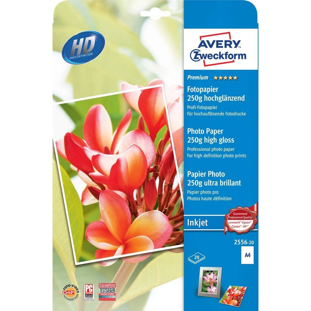 Avery Zweckform Fotopapier Premium Inkjet Fotopapier, Hochglänzend