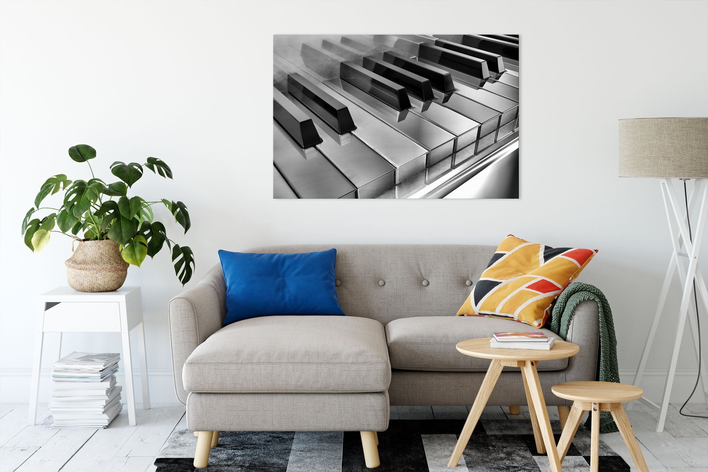 Pixxprint Leinwandbild Piano Klaviertasten, Piano (1 St), fertig Leinwandbild Zackenaufhänger inkl. bespannt, Klaviertasten