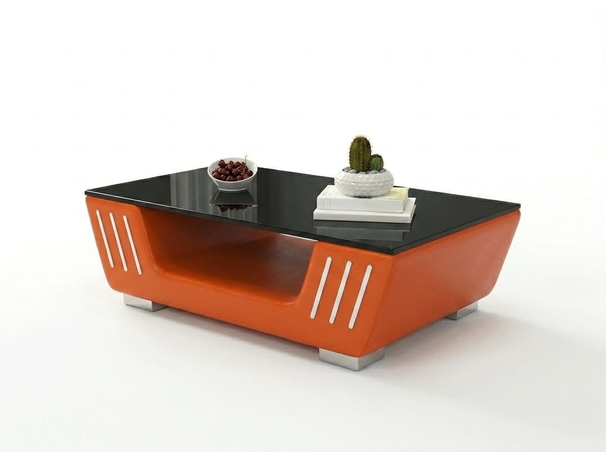 Xlmoebel Stehtisch Moderner Wohnzimmertisch in Orange aus Kunstleder als (1-St), Made in Europa
