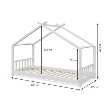 VitaliSpa® Kinderbett Hausbett Kinderhaus 90x200cm DESIGN Weiß