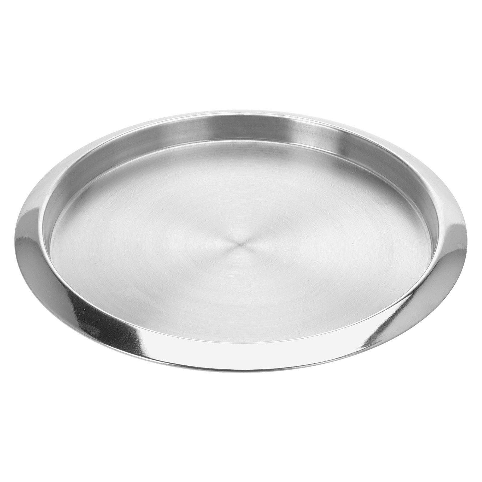 VOSSBACH Servierplatte Serviertablett Frühstückstablett Dekotablett Kellnertablett, Edelstahl, (1-tlg), Rund ø 35 cm Silber