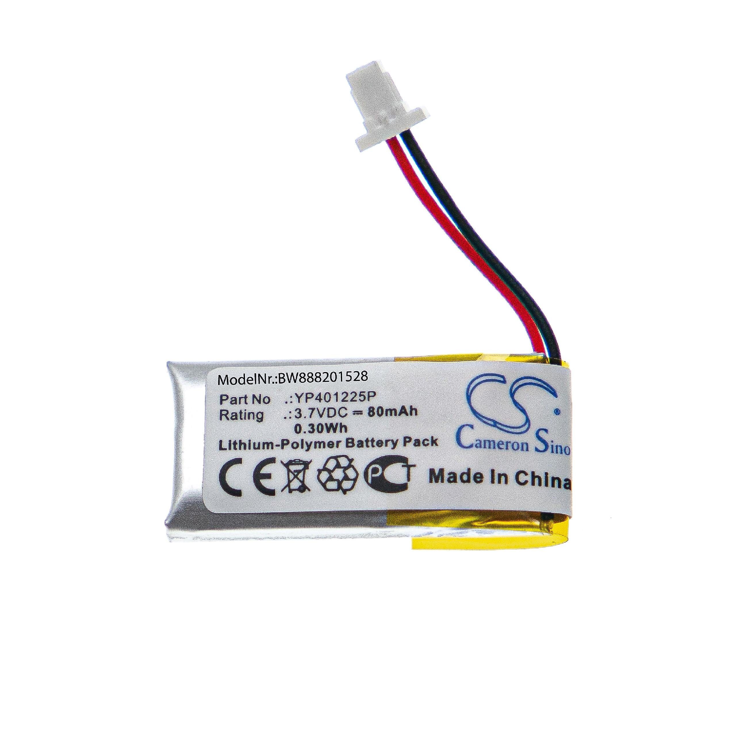 vhbw Ersatz für Sena YP401225P für Akku Li-Polymer 80 mAh (3,7 V)