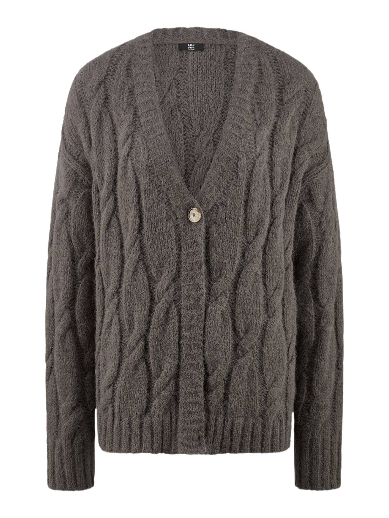Riani Strickjacke braun,Indoor,Alpaka,Strukturiert,V-Ausschnitt,Lang,Regular Fit