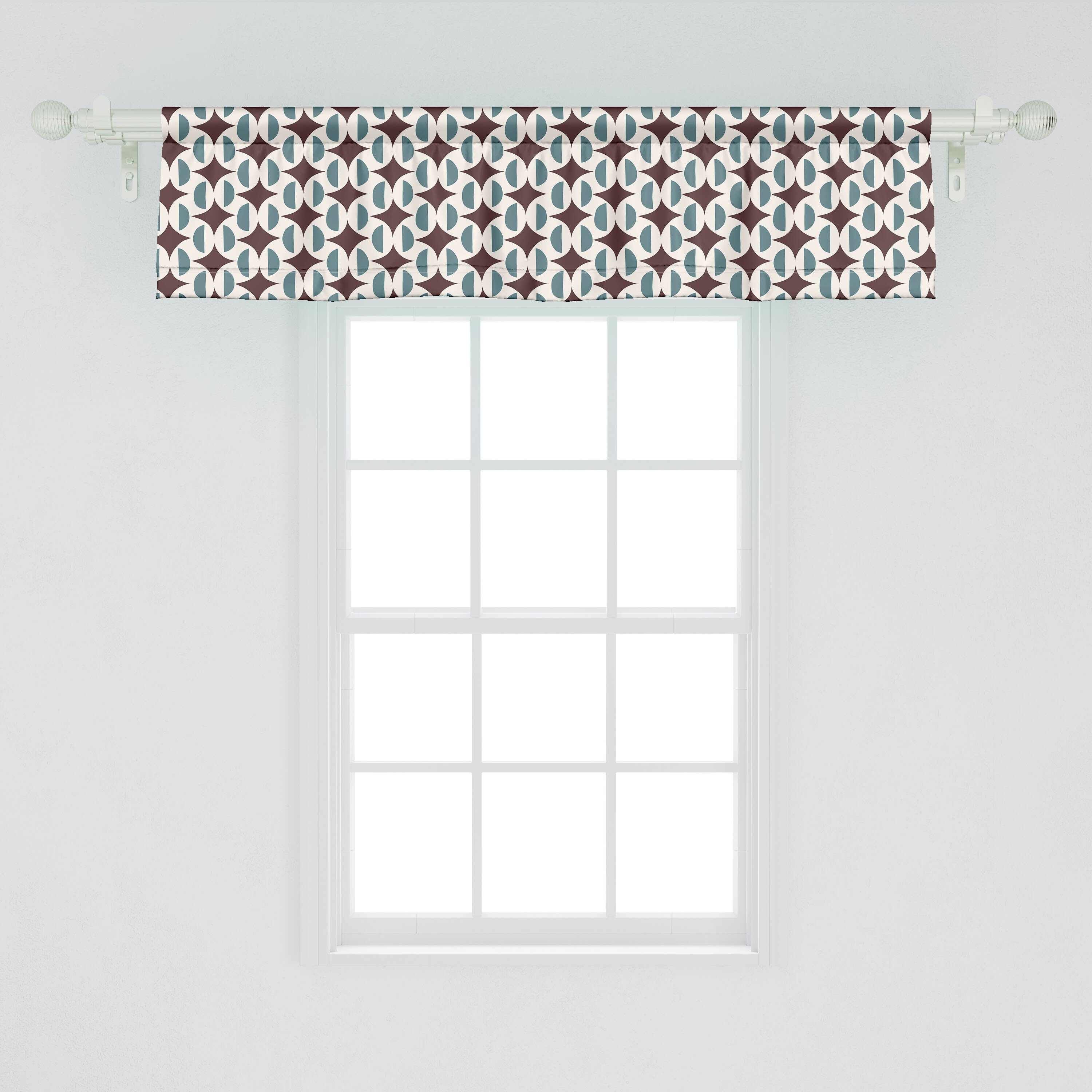 Scheibengardine Vorhang Abakuhaus, Küche für Funky Geometric Dekor Microfaser, Volant Vintage Forms mit Schlafzimmer Retro Stangentasche