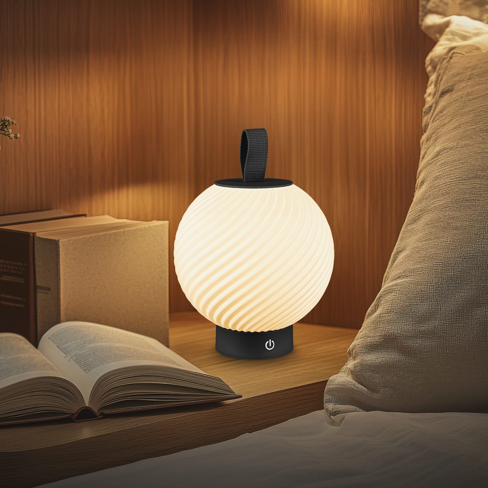 Briloner Leuchten LED Tischleuchte Design 3D-Druck Tischlampe kabellos Akku USB-C Touch dimmbar, LED wechselbar, 2700K, Akku tauschbar, Indoor/Outdoor, Wohnzimmer, Balkon