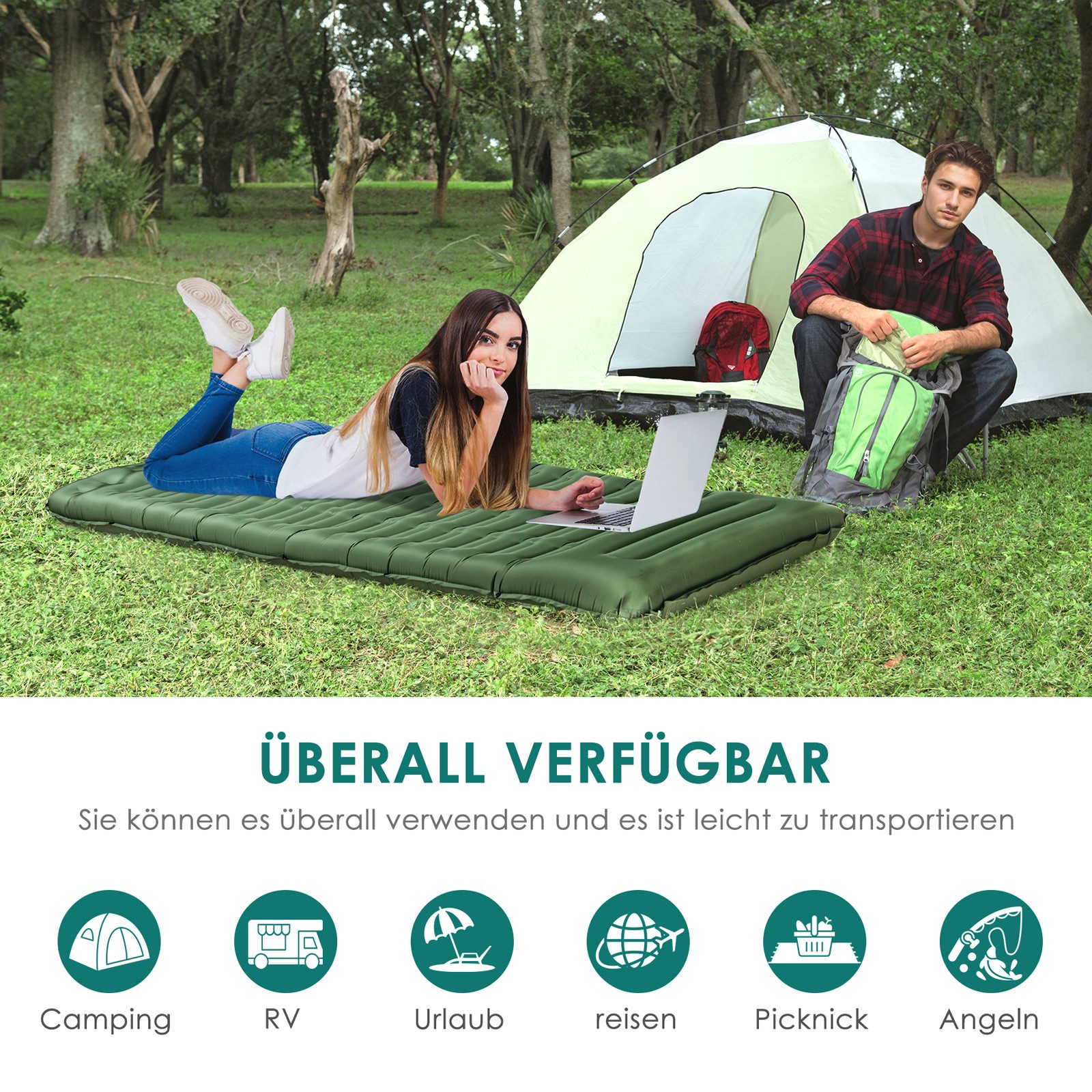 CALIYO Isomatte Outdoor Isomatte Selbstaufblasend, 12CM Aufblasbare Matratze, Ultraleicht Wasserdicht Luftmatratze Outdoor, Anti-Ripstop Schlafmatte